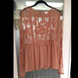Salmon/pink lace top